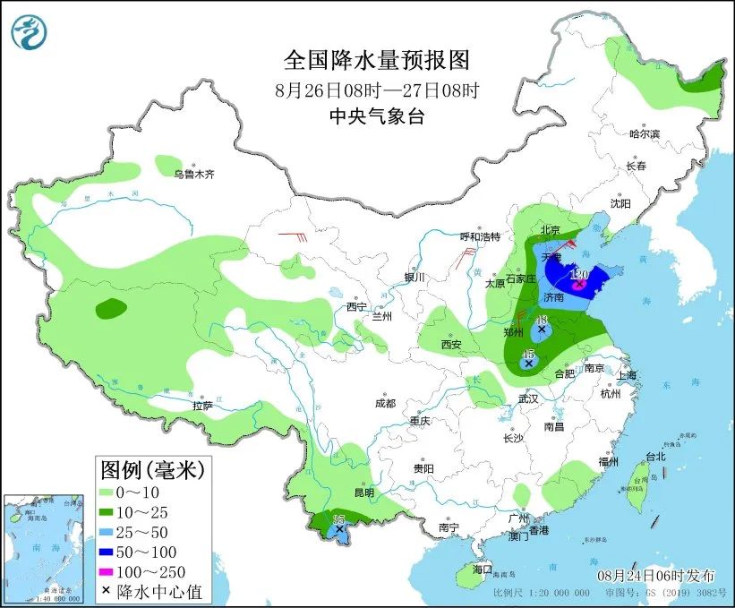 未来三天国内天气预报（8月24日）